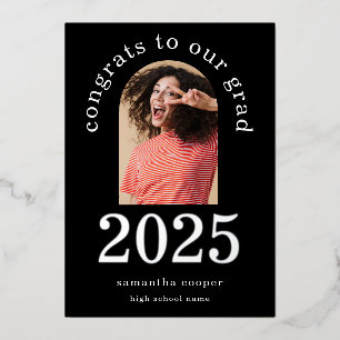 Invitation En Aluminium Annonce de photo d'arch 2025 avec feuille d'argent