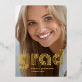 Invitation En Aluminium Annonce de remise de diplôme avec papier doré | Di (Recto)