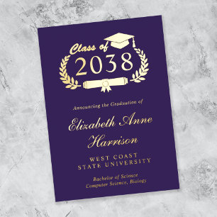 Invitation En Aluminium Annonce de remise de diplôme élégante en feuille d