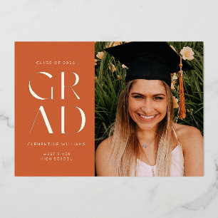Invitation En Aluminium Annonce de remise de diplôme en bloc dégradé feuil