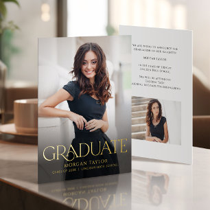 Invitation En Aluminium Annonce de remise de diplôme photo élégance minima