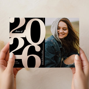 Invitation En Aluminium Annonce de remise de diplôme Rose Gold Noir 2023 a