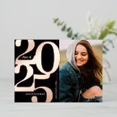 Invitation En Aluminium Annonce de remise de diplôme Rose Gold Noir Photo (Debout devant)