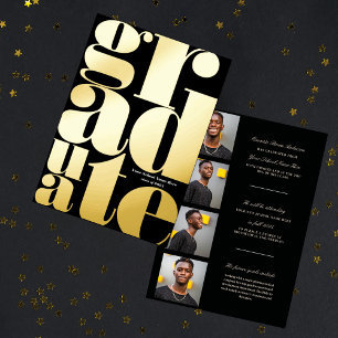 Invitation En Aluminium Annonce de remise de diplômes à la typographie sim