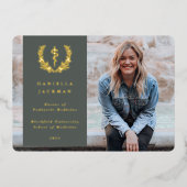 Invitation En Aluminium Annonce de remise de diplômes de médecine du vert (Recto)