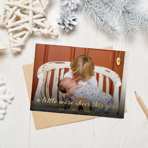 Invitation En Aluminium Annonce élégante de nouveau-né Noël avec feuille d
