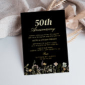 Invitation En Aluminium Annversaire de Mariage noir Fleur sauvage d'aquare