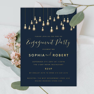 Invitation En Aluminium Antique Bulbs Hanging Lights Engagement Party