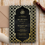 Invitation En Aluminium Antique Frame Black Muslim Wedding Gold<br><div class="desc">Amaze your guests with this elegant Islamic theme wedding invite featuring a beautiful dome frame and modern typography. Simply add your event details on this easy-to-use template to make it a one-of-a-kind invitation.</div>