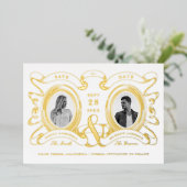 Invitation En Aluminium Antique Photo Cameo Enregistrer la date Or (Debout devant)