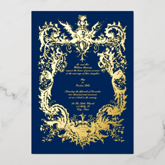 Invitation En Aluminium Antique Rococo Cartouche baroque 1745 (Recto)
