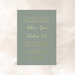 Invitation En Aluminium Antonia Green et Gold Mariage élégant<br><div class="desc">Invitations de mariage élégantes avec un design simple avec des polices de script et de serif.</div>