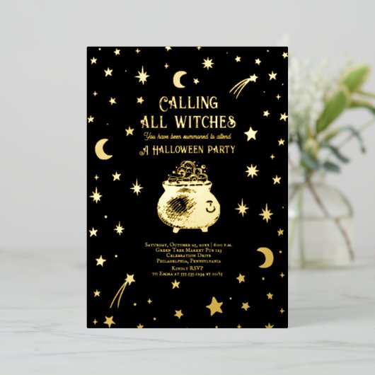 Invitation En Aluminium Appel à toutes les sorcières du Celestial Hallowee (Debout devant)