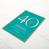Invitation En Aluminium Aqua minima moderne Quarante Script Anniversaire (Rotation)