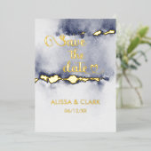 Invitation En Aluminium Aquarelle Abstraite moderne Marine Enregistrer la (Debout devant)