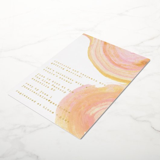 Invitation En Aluminium Aquarelle Abstraite Paint Swirl Douche Or (Rotation)