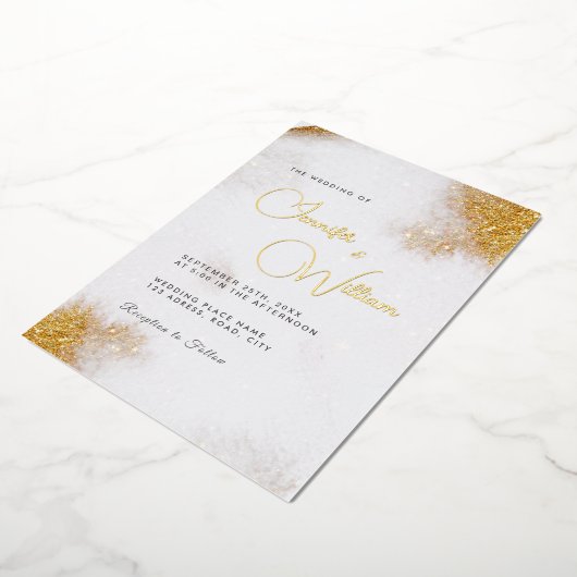 Invitation En Aluminium Aquarelle Abstraite Parties scintillant or luxe él (Rotation)