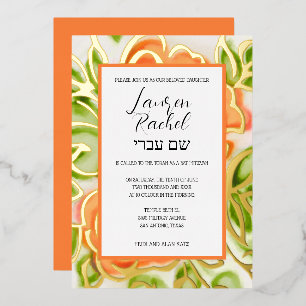 Invitation En Aluminium Aquarelle Abstraite Roses orange