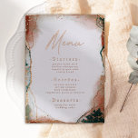 Invitation En Aluminium Aquarelle Abstraite Turquoise & Real Rose Gold Men<br><div class="desc">Elégant Abstrait Ethereal Aquarelle Turquoise & Cuivre Menus Mariage avec choix de feuille réelle en or rose, argent ou or jaune. Cette invitation de mariage moderne est magnifiquement peinte à la main avec des couleurs riches qui sont parfaites pour l'automne. Montré dans la couleur Turquoise foncé de la palette de...</div>