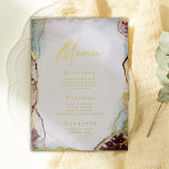 Invitation En Aluminium Aquarelle Abstraite Vin Mariage Menu Real Gold<br><div class="desc">Elégante Ethérée Abstraite Aquarelle Vins & aqua Menus Mariages avec choix de feuille réelle en or rose, argent ou or jaune. Cette invitation de mariage moderne est magnifiquement peinte à la main avec des couleurs riches qui sont parfaites pour l'automne. Montré dans la palette de couleurs Mariage Turquoise foncé colorway....</div>