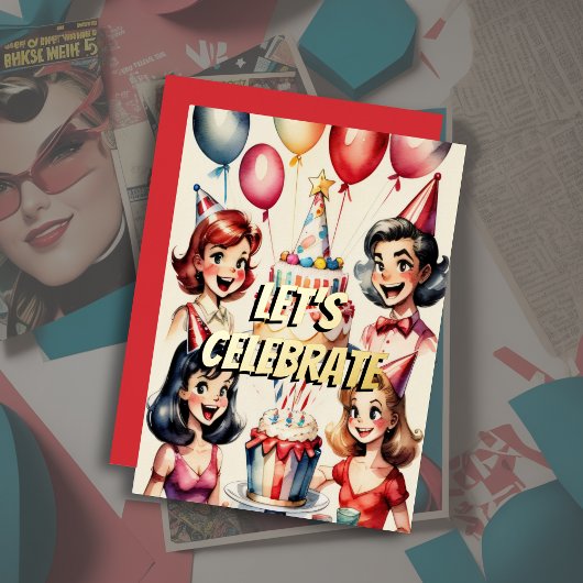 Invitation En Aluminium Aquarelle amusante bande dessinée scène d'annivers