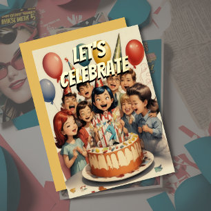 Invitation En Aluminium Aquarelle amusante bande dessinée scène d'annivers