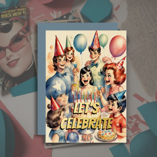 Invitation En Aluminium Aquarelle amusante bande dessinée scène d'annivers