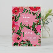 Invitation En Aluminium Aquarelle Anemone Mariage rose (Debout devant)