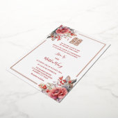 Invitation En Aluminium Aquarelle BILINGUES Rose or Mariage chinois (Rotation)