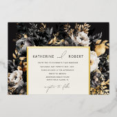 Invitation En Aluminium Aquarelle Black Gold Floral Mariage (Recto)
