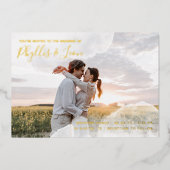 Invitation En Aluminium Aquarelle blanche et or Mariage photo informel (Recto)