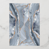 Invitation En Aluminium aquarelle bleu agate cross Baptême (Verso)