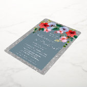 Invitation En Aluminium Aquarelle bleu Dusty Parties scintillant argent Ar (Rotation)