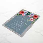 Invitation En Aluminium Aquarelle bleu Dusty Parties scintillant argent Ar (Rotation)