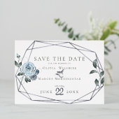 Invitation En Aluminium Aquarelle bleu foncé (Debout devant)