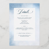 Invitation En Aluminium Aquarelle bleu neige hiver Mariage à deux côtés (Verso)