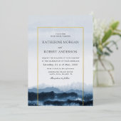 Invitation En Aluminium Aquarelle bleu paysage nature inspirée (Debout devant)