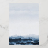 Invitation En Aluminium Aquarelle bleu paysage nature inspirée (Verso)