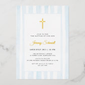 Invitation En Aluminium Aquarelle bleue Baptême garçon (Recto)