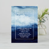 Invitation En Aluminium Aquarelle bleue Foil - Modèle modifiable (Debout devant)