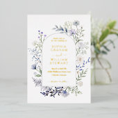 Invitation En Aluminium Aquarelle Botanique Fleur sauvage Mariage élégant (Debout devant)