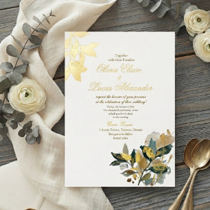 Invitation En Aluminium Aquarelle botanique moderne à feuilles d'eucalyptu