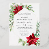 Invitation En Aluminium Aquarelle botanique Verdure Mariage de Noël (Recto)