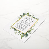 Invitation En Aluminium Aquarelle Botanique Verdure Sage Vert Or (Rotation)