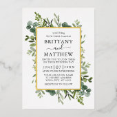 Invitation En Aluminium Aquarelle Botanique Verdure Vert Sauge Or (Recto)