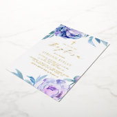 Invitation En Aluminium Aquarelle botanique Violet Peony Flowers Baptême (Rotation)
