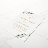 Invitation En Aluminium aquarelle branche d'olivier Première communion sai (Rotation)