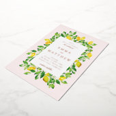 Invitation En Aluminium Aquarelle Cadre citron en Arrière - plan beige (Rotation)