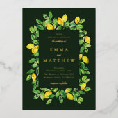 Invitation En Aluminium Aquarelle Cadre citron en Arrière - plan foncé (Recto)