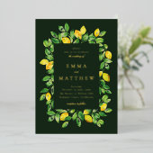 Invitation En Aluminium Aquarelle Cadre citron en Arrière - plan foncé (Debout devant)